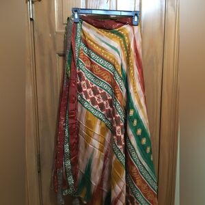 Green Exotic silk wrap skirt by Darn Good Yarn.